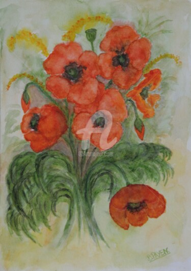 Peinture intitulée "COQUELICOTS" par Brigitte Payen (B.PAYEN), Œuvre d'art originale