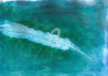 Peinture intitulée "PLUME BLANCHE" par Brigitte Payen (B.PAYEN), Œuvre d'art originale, Aquarelle