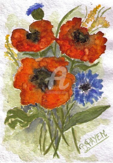 Peinture intitulée "fleurs-des-champs" par Brigitte Payen (B.PAYEN), Œuvre d'art originale