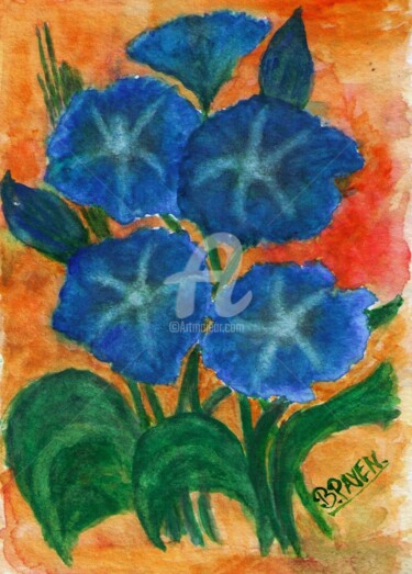 Painting titled "volubilis-aquarelle" by Brigitte Payen (B.PAYEN), Original Artwork, Watercolor