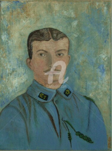 Peinture intitulée "POILU EN HABIT BLEU…" par Brigitte Payen (B.PAYEN), Œuvre d'art originale, Huile