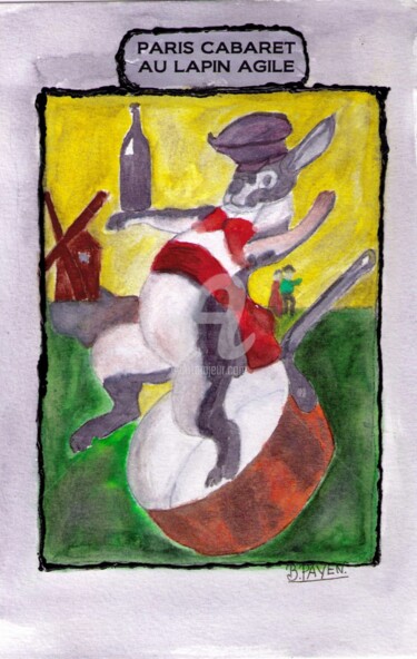 Disegno intitolato "lapin-agile-montmat…" da Brigitte Payen (B.PAYEN), Opera d'arte originale, Inchiostro