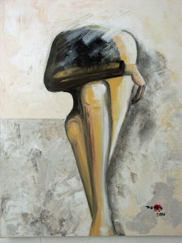 Painting titled "douleur silencieuse" by Brigitte Perez, Original Artwork, Acrylic
