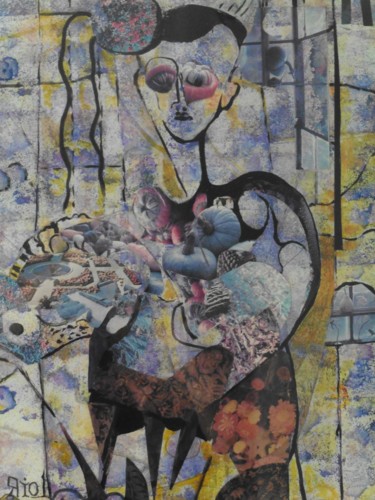 Painting titled "femme a la courge" by Loir, Original Artwork, Acrylic