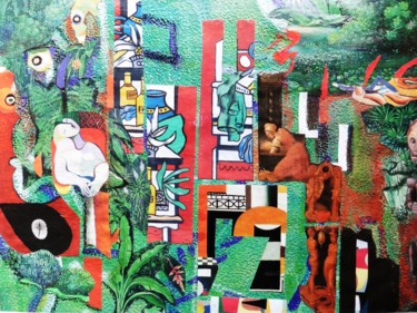 Collages intitulée "Rêverie tropicale" par Loir, Œuvre d'art originale, Collages