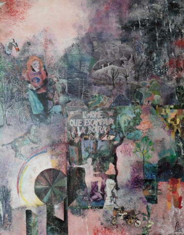 Collages intitulée "Moulin à rêves" par Loir, Œuvre d'art originale, Acrylique