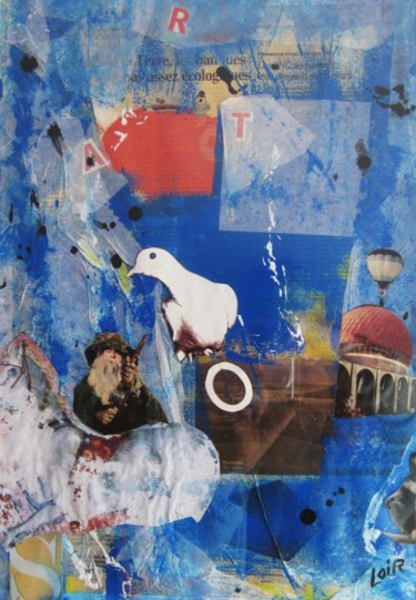 Collages titled "Voyage" by Loir, Original Artwork, Acrylic Mounted on Glass
