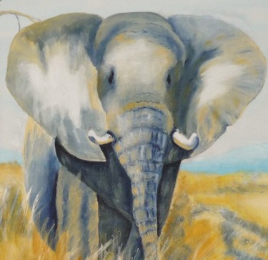 Peinture intitulée "éléphant" par Lartdelatoile, Œuvre d'art originale, Huile