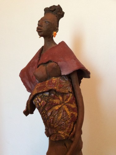 Sculpture intitulée "Jeune africaine" par Brigitte Reina, Œuvre d'art originale