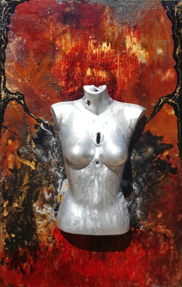 Peinture intitulée "brûlure" par Brigitte.S, Œuvre d'art originale, Acrylique