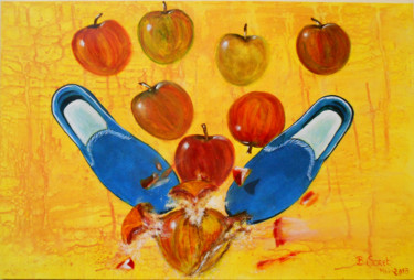 Peinture intitulée "Chaussons aux pommes" par Brigitte Soret, Œuvre d'art originale, Autre