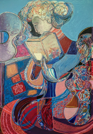 Painting titled "La liseuse" by Brigitte Szpiro, Original Artwork, Acrylic