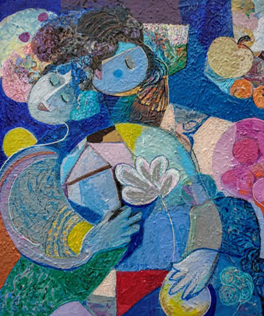 Painting titled "Pomme d'amour" by Brigitte Szpiro, Original Artwork, Acrylic