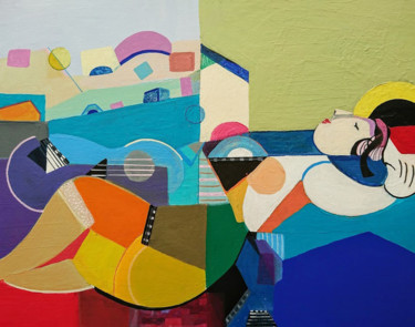 Peinture intitulée "La baigneuse" par Brigitte Szpiro, Œuvre d'art originale, Acrylique