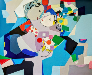 Painting titled "Jeux amoureux" by Brigitte Szpiro, Original Artwork, Acrylic
