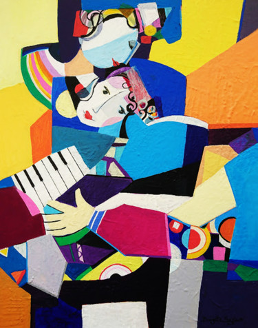 Pintura titulada "Emotion au piano" por Brigitte Szpiro, Obra de arte original, Acrílico