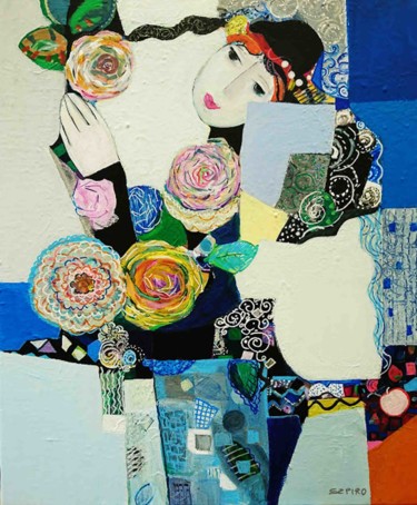 Peinture intitulée "Une jolie rose" par Brigitte Szpiro, Œuvre d'art originale, Acrylique