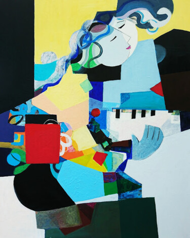 Peinture intitulée "La musique dans mon…" par Brigitte Szpiro, Œuvre d'art originale, Acrylique