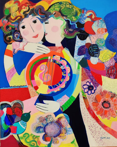 Pintura intitulada "Les noces" por Brigitte Szpiro, Obras de arte originais, Acrílico
