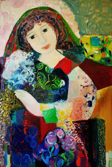 Peinture intitulée "La mariée" par Brigitte Szpiro, Œuvre d'art originale, Huile Monté sur Châssis en bois