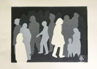 Druckgrafik mit dem Titel "déambulation" von Brigitte Tabellion Neuve-Eglise (enerenroad), Original-Kunstwerk, Linoldrucke