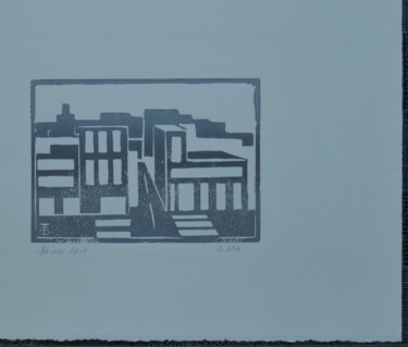 Druckgrafik mit dem Titel "VILLETTE" von Brigitte Tabellion Neuve-Eglise (enerenroad), Original-Kunstwerk, Linoldrucke