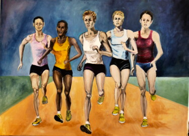 Schilderij getiteld ""art &sport" sprint" door Brigitte Tabellion Neuve-Eglise (enerenroad), Origineel Kunstwerk, Acryl Gemo…