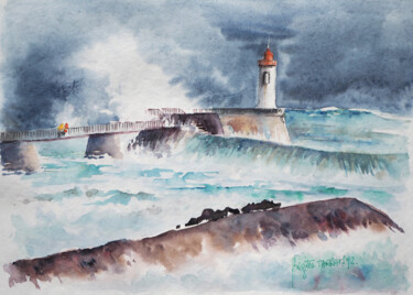 Painting titled "Avis de tempête" by Brigitte Tarrats (Tarrats), Original Artwork, Watercolor