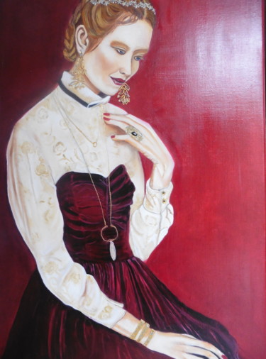 Painting titled "Comme une Princesse" by Brigitte Bodo, Original Artwork, Oil