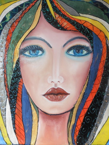 Painting titled "orinique" by Brigitte Bodo, Original Artwork, Oil Mounted on Wood Stretcher frame