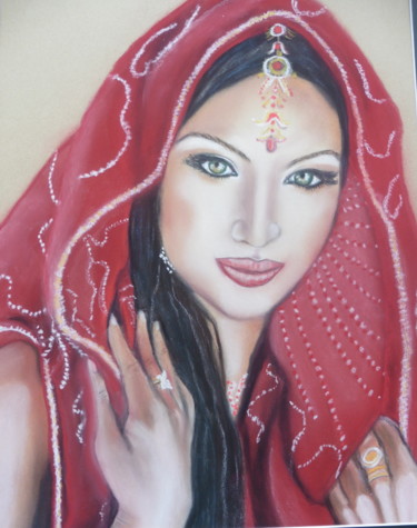 Painting titled "La belle orientale" by Brigitte Bodo, Original Artwork, Pastel