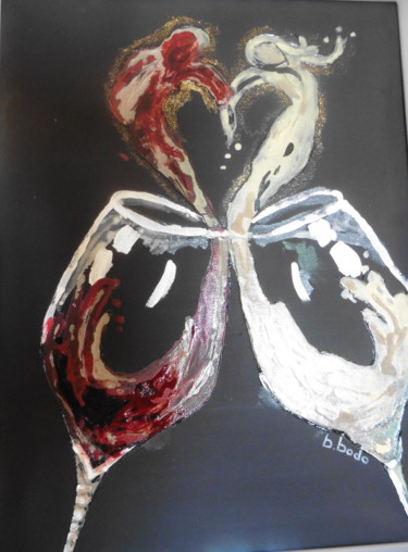 Pittura intitolato "on s'aime" da Brigitte Bodo, Opera d'arte originale, Pittura di vetro colorato Montato su Telaio per bar…
