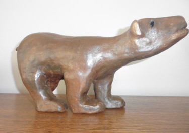 Sculpture titled "L' ours brun" by Brigitte Bodo, Original Artwork, Clay