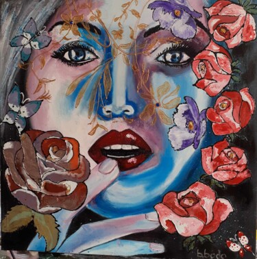 Peinture intitulée "Femme FLEURS 2" par Brigitte Bodo, Œuvre d'art originale, Émail