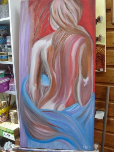 Painting titled "féminité" by Brigitte Bodo, Original Artwork, Oil Mounted on Wood Stretcher frame