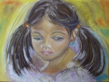Peinture intitulée "petite fille  au co…" par Brigitte Bodo, Œuvre d'art originale, Huile