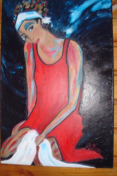 Peinture intitulée "la belle rouge" par Brigitte Bodo, Œuvre d'art originale, Huile
