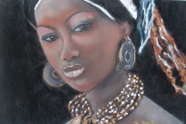 Painting titled "beauté africaine" by Brigitte Bodo, Original Artwork, Oil