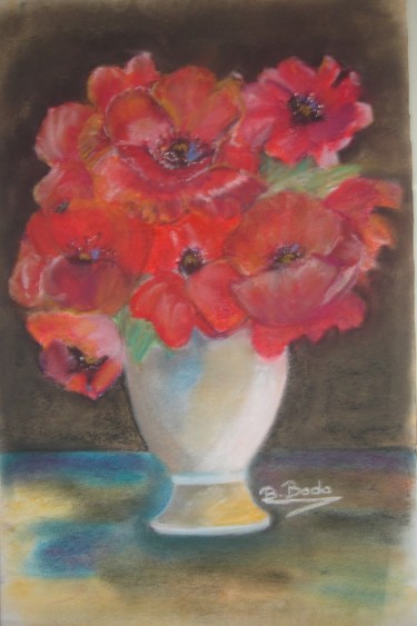 Painting titled "bouquet de coquelic…" by Brigitte Bodo, Original Artwork, Oil