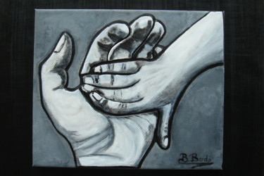 Peinture intitulée "La main qui me prot…" par Brigitte Bodo, Œuvre d'art originale, Huile