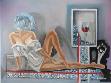 Painting titled "Le verre" by Brigitte Bodo, Original Artwork, Oil