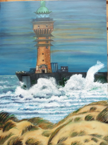 Painting titled "phare Saint -pol (D…" by Brigitte Bodo, Original Artwork, Oil