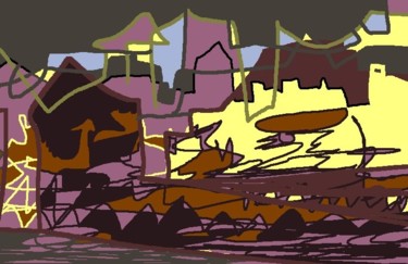 Hafenstadt Digitale Künste mit dem Titel "Hafenstadt" von Brigitte Böhme, Original-Kunstwerk, Digitale Malerei