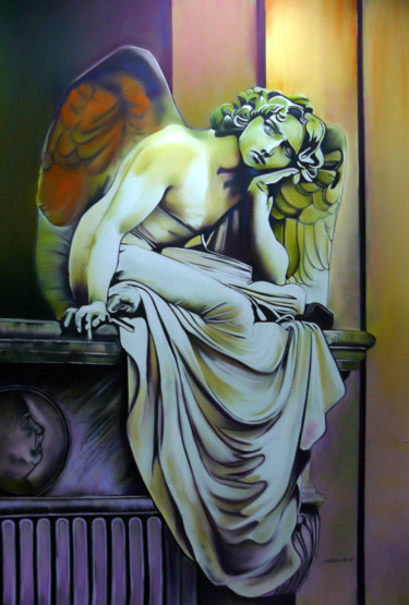 Peinture intitulée "L'Ange de la Nuit" par Brigitte Bouron, Œuvre d'art originale, Pastel