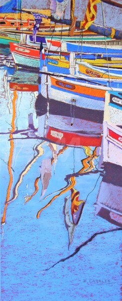 Peinture intitulée "Perspective au port…" par Brigitte Charles, Œuvre d'art originale, Pastel