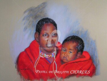 Peinture intitulée "REGARDS D'AFRIQUE" par Brigitte Charles, Œuvre d'art originale, Huile