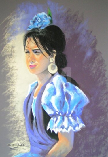 Painting titled "BELLE ANDALOUSE" by Brigitte Charles, Original Artwork, Oil