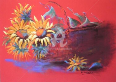 Peinture intitulée "LES TOURNESOLS" par Brigitte Charles, Œuvre d'art originale, Huile