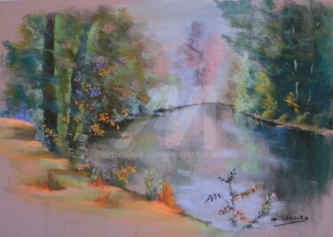 Painting titled "REFLETS DANS LE LYS…" by Brigitte Charles, Original Artwork, Oil