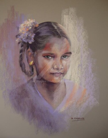 Painting titled "ISHYA" by Brigitte Charles, Original Artwork, Pastel